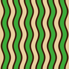 Seamless african fashion striped vector pattern. Wavy lines, stripes. Bright, vibrant colors. Green, beige, brown colors. Color illustration.