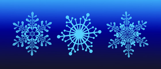 Fototapeta na wymiar set of vector snowflakes blue background, marry christmas.