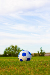 Soccer ball on green field