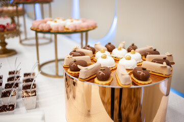 Fine decorated wedding table with the sweets