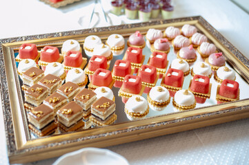 Delicious wedding reception candy bar dessert table