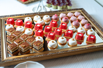 Fine decorated wedding table with the sweets