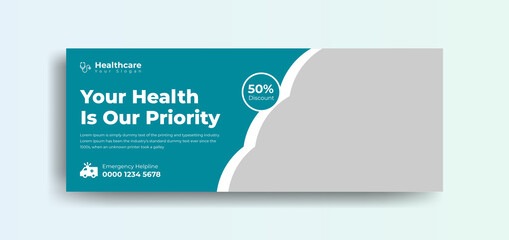 Medical healthcare facebook cover web banner template, social media template with gradient color template
