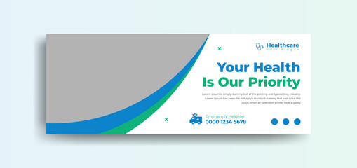 Medical healthcare facebook cover web banner template, social media template with gradient color template