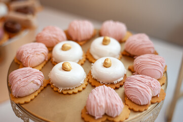 Delicious wedding reception candy bar dessert table