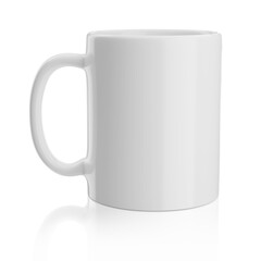 Blank white mug mock-up isolated on white. 3D rendering.