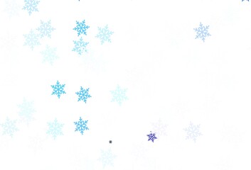 Light Blue, Yellow vector template with ice snowflakes, stars.