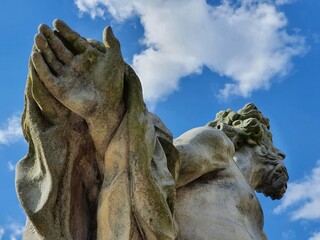 A dissuasive hand gesture, detail of a baroque statue of the ancient god Jupiter by Matthias...