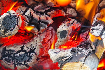 background  burning firewood in the fireplace