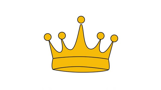 Seamless loop animation of king's crown. Luma matte. Isolated 2d element. Yellow golden color. 