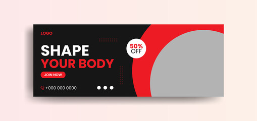 Fitness Gym sports facebook cover banner Template Instagram social media web banner post.
Cover Web Banner Social Media Design Template Vector. Creative and corporate cover design. Abstract banner des