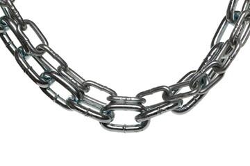 Obraz premium Close up metal chain isolated on white background, clipping path