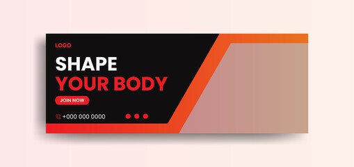 Fitness Gym sports facebook cover banner Template Instagram social media web banner post.
Cover Web Banner Social Media Design Template Vector. Creative and corporate cover design. Abstract banner des