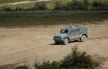 British army Panther Command and Liaison Vehicle 4x4 on a military exercise Wilts UK