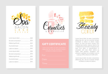 Beauty and Cosmetic Salon for Skin and Body Care Watercolor Vector Template