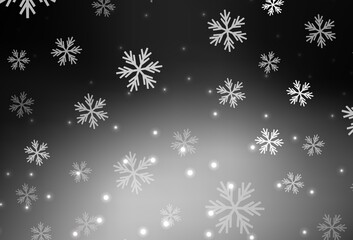 Fototapeta na wymiar Dark Gray vector template with ice snowflakes, stars.