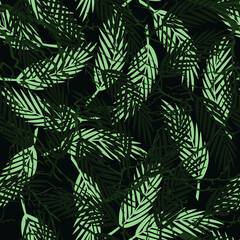 Naklejka na ściany i meble Forest leaves. Tree branches. Pattern. Textile.