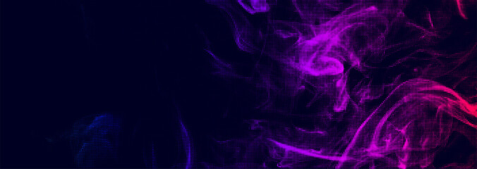 Halftone smoke effect. Vector abstract background with doted effect. Swirling and flowing vape effect.