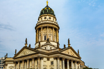 Fototapeta na wymiar architectonic details of the churches on the famous Gendarmenmarkt in the City Center of Berlin, Germany