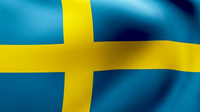 Flagge von Schweden oder schwedische Flagge weht im Wind