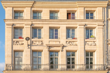 Fototapeta na wymiar Typical facade of a French residential building in Normandy, France