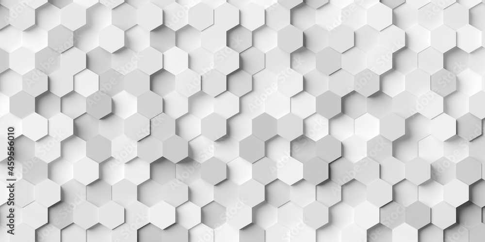 Poster modern minimal white random small honeycomb hexagon geometrical pattern background flat lay top view