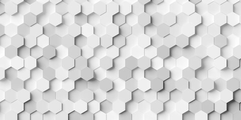 Modern minimal white random small honeycomb hexagon geometrical pattern background flat lay top view from above