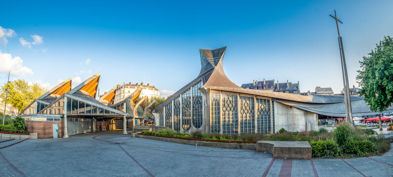Place du Vieux-March&eacute; - Square with the CHURCH OF Joan of Arc in the city of Rouen, France