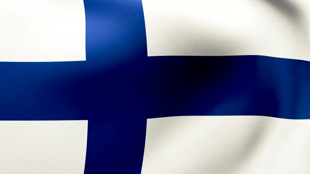3D Flagge von Finnland weht im Wind