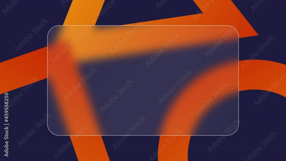 Poster glassmorphism effect with transparent glass and moving geometric shapes. frosted acrylic or matte pl