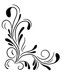 Decorative corner floral ornament. Hand drawn vector illustration, isolated on a white background.	