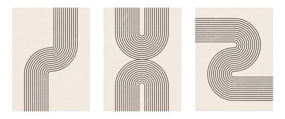 Mid century modern minimalist art print with organic geometric shape. - obrazy, fototapety, plakaty