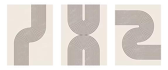Tapeten Mid century modern minimalist art print with organic geometric shape. © anya