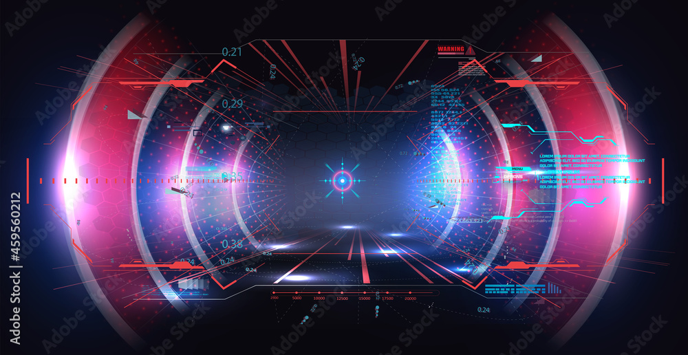 Aufkleber virtual reality. futuristic vr head-up display design. sci-fi helmet hud, gui,ui. futuristic display