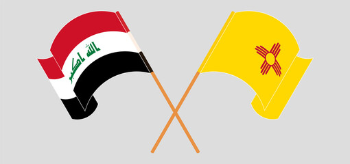 Crossed and waving flags of Iraq and the State of New Mexico