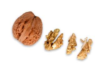 Orzechy włoskie w skorupkach. Large walnuts. Orzechy na białym tle. Nuts on a white background. - obrazy, fototapety, plakaty