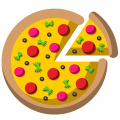 Single element food Pizza. Draw illustration in color
