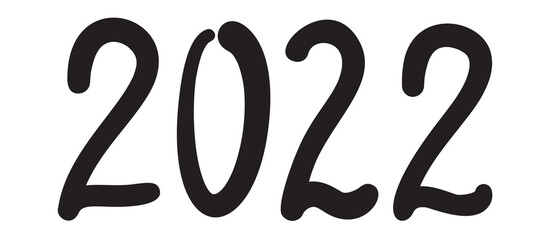 Obraz premium 2022 Hand Drawn Vector Numbers, Sketch Calendar Design