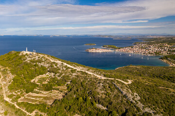 Fototapeta premium Croatia - Primosten amazing landscape from drone view