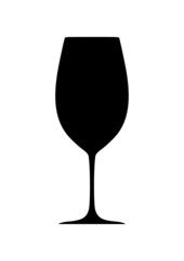 Wine glass icon. (Wine glass vector silhouette)