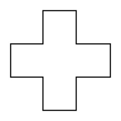 Cross shape symbol vector icon outline stroke for creative graphic design ui element in a pictogram illustration