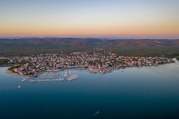 Croatia - Pirovac - landscape with the marina from drone view