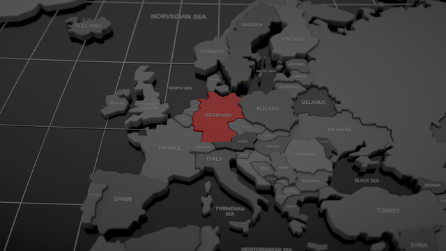 Highlighted by red Germany on gray world map