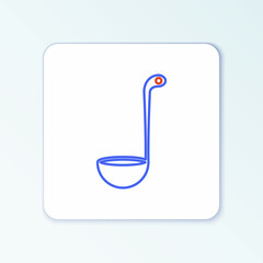 Obraz premium Line Kitchen ladle icon isolated on white background. Cooking utensil. Cutlery spoon sign. Colorful outline concept. Vector