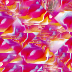 Optical glitch tie dye geometric texture background. Seamless liquid flow effect material. Modern wavy wet wash variegated fluid blend pattern. 