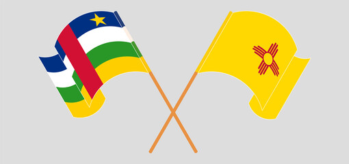Crossed and waving flags of Central African Republic and the State of New Mexico