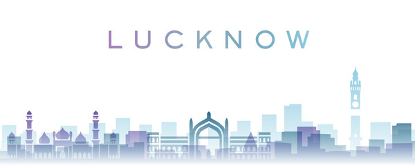Naklejka premium Lucknow Transparent Layers Gradient Landmarks Skyline
