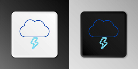 Line Storm icon isolated on grey background. Cloud and lightning sign. Weather icon of storm. Colorful outline concept. Vector
