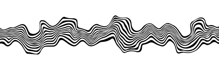 Abstract element with wavy, curved lines. Vector illustration of stripes with optical illusion.