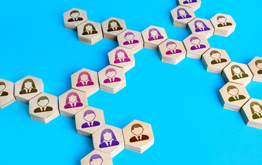 People form a chain of communication. Cooperation for solving tasks. Networking. Multiculturalism....
